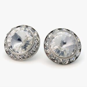 Clear 20mm Crystal Framed Post Earrings Wedding Jewelry